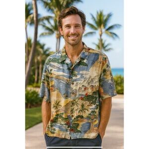 REYN SPOONER VTG HAWAIIAN SHIRT RAYON TRANS PACIFIC AIRWAYS ALOHA TRAVEL XL